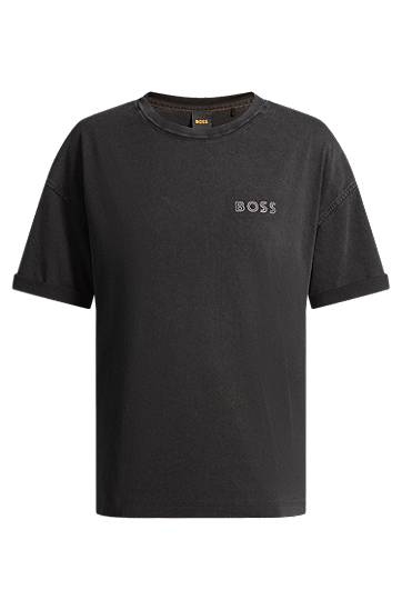 T-paita BOSS BOSS Relaxed-Fit Cotton T-Shirt with Logo Musta | 50535106