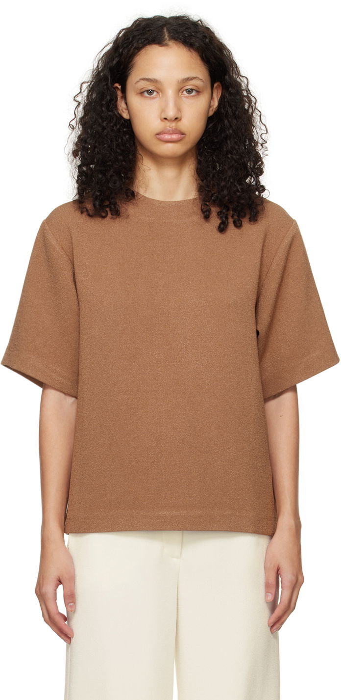 T-paita Anine Bing Maddie Relaxed-Fit Wool-Blend T-Shirt Ruskea | A-07-9806-200
