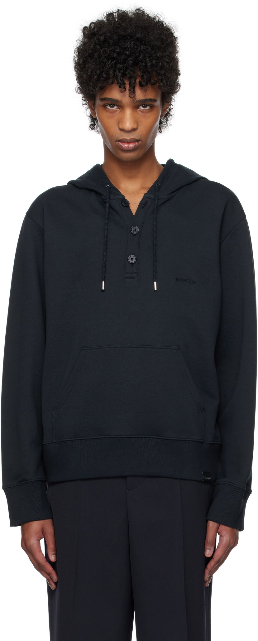 Huppari Courrèges Courrèges Buttoned Hoodie Musta | 125JHO037JS0120