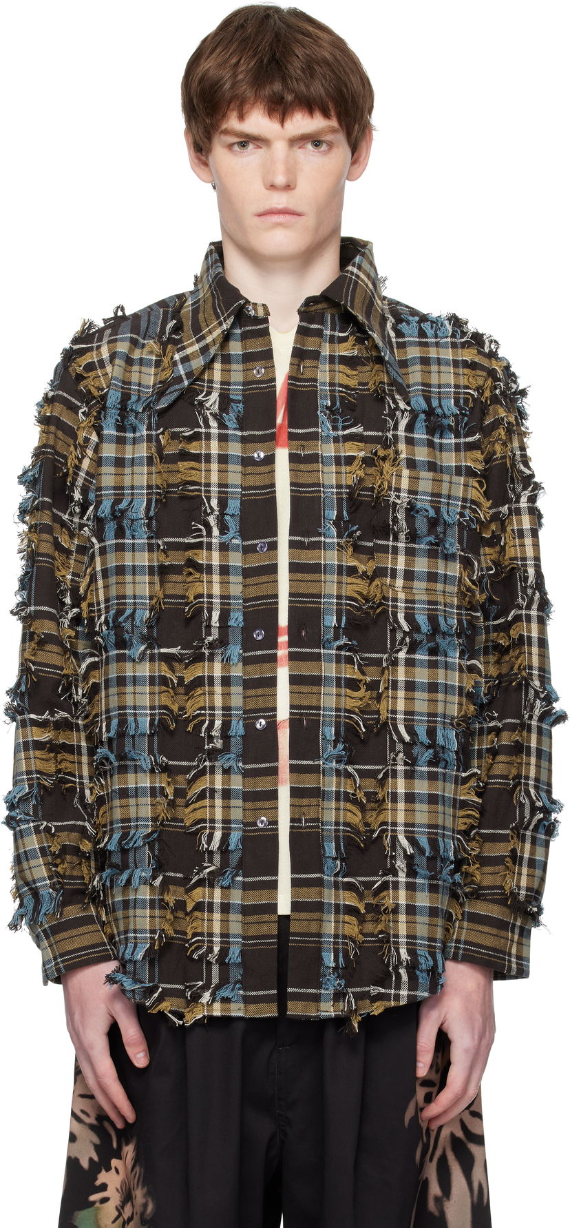 Paita Collina Strada Collina Strada Frayed Plaid Button-Up Shirt Ruskea | XX3063-B