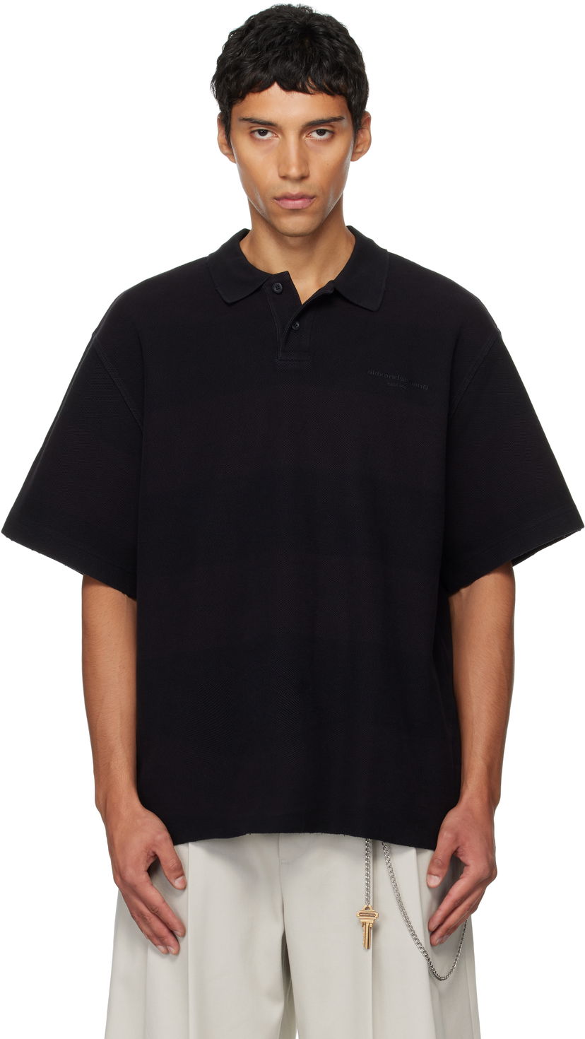 Poolopaita Alexander Wang Alexander Wang Rib Short Sleeve Polo Musta | 6CC3251094