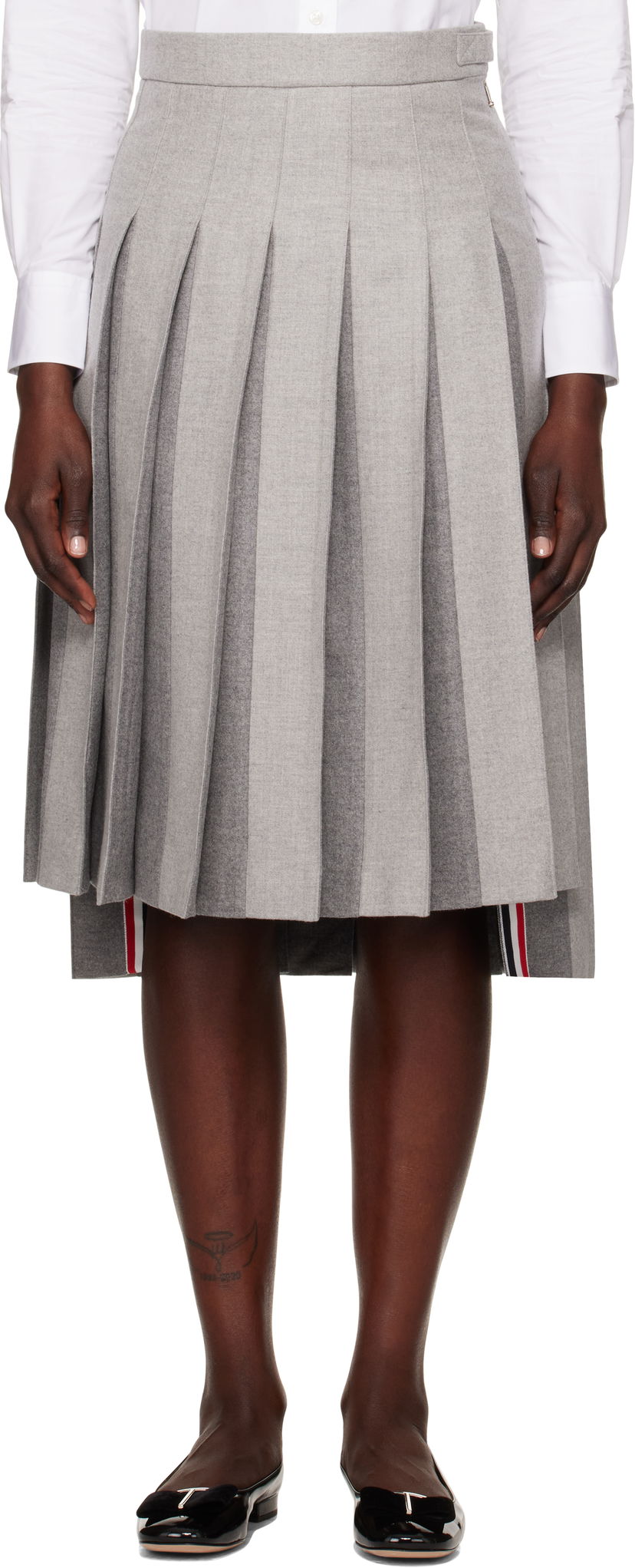 Hame Thom Browne Wool Flannel Pleated Midi Skirt Harmaa | FGC441A-F0580
