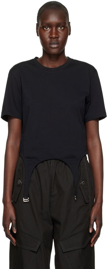 Crop top Dion Lee Garter Slim T-Shirt Musta | C3098R23, 0