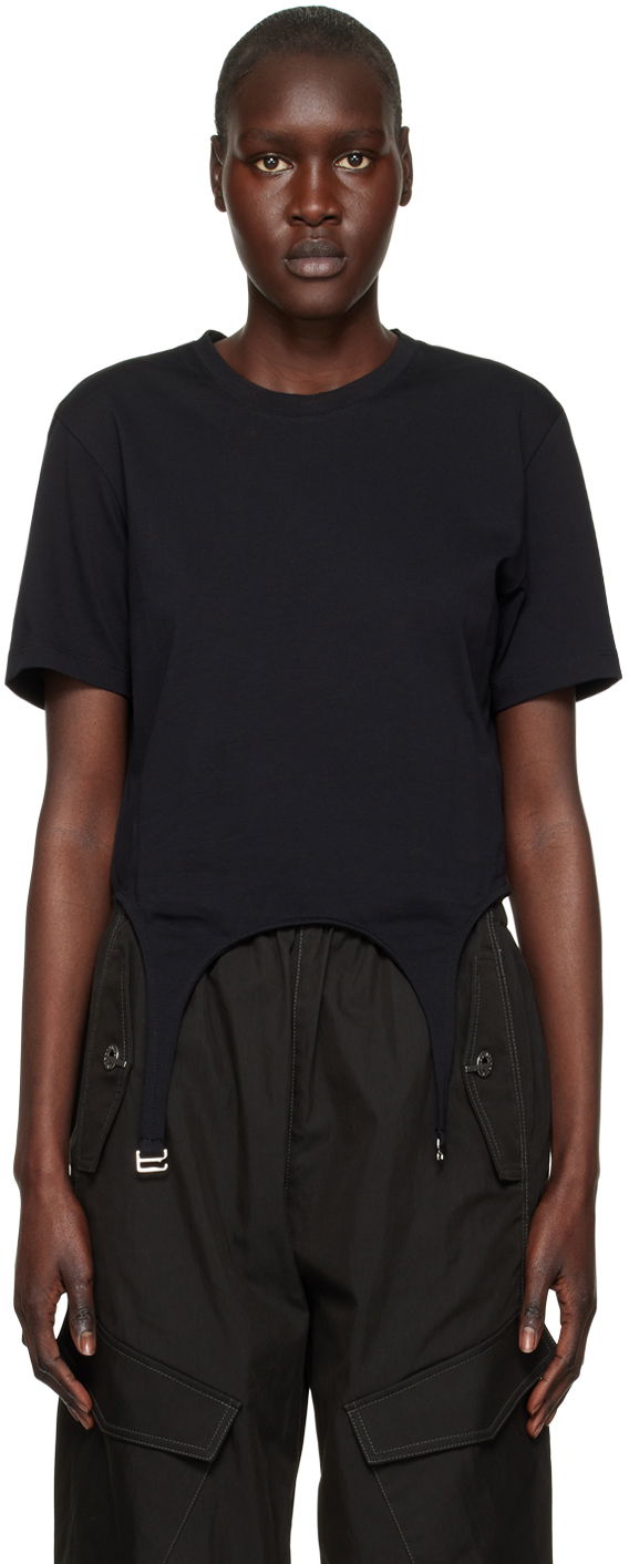 Crop top Dion Lee Garter Slim T-Shirt Musta | C3098R23