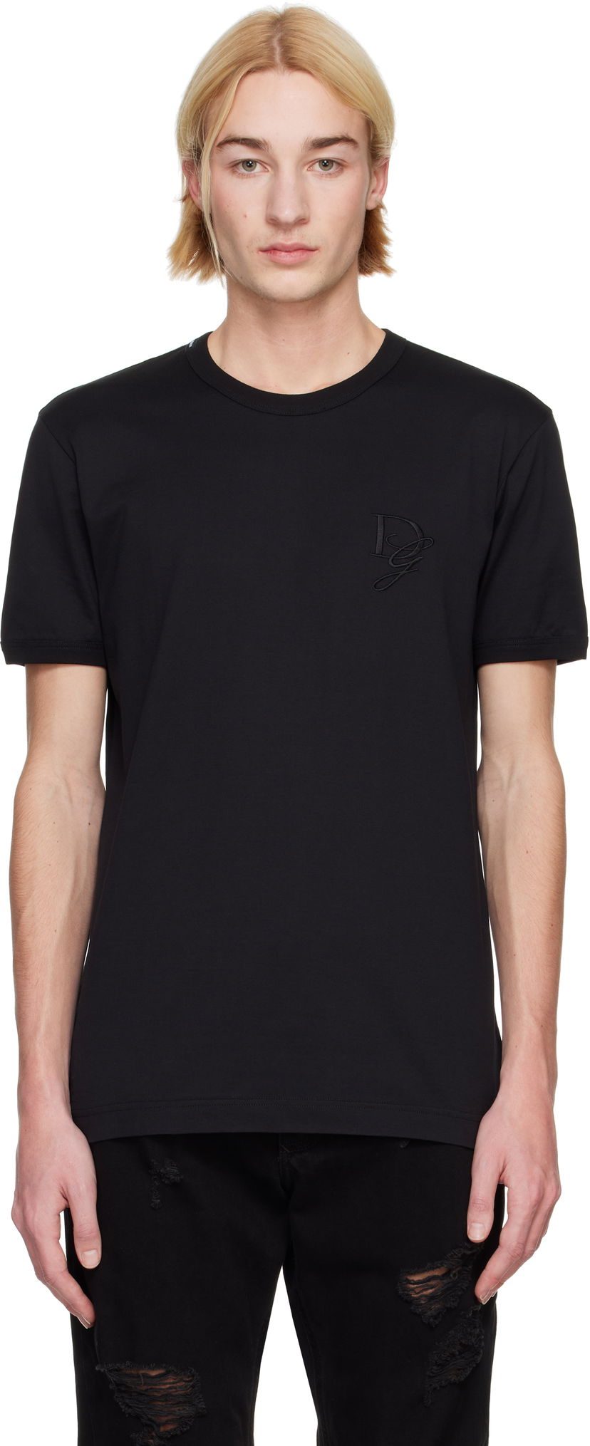 T-paita Dolce & Gabbana Dolce&Gabbana Jersey Round Neck T-Shirt Musta | G8RN8ZG7N4Q