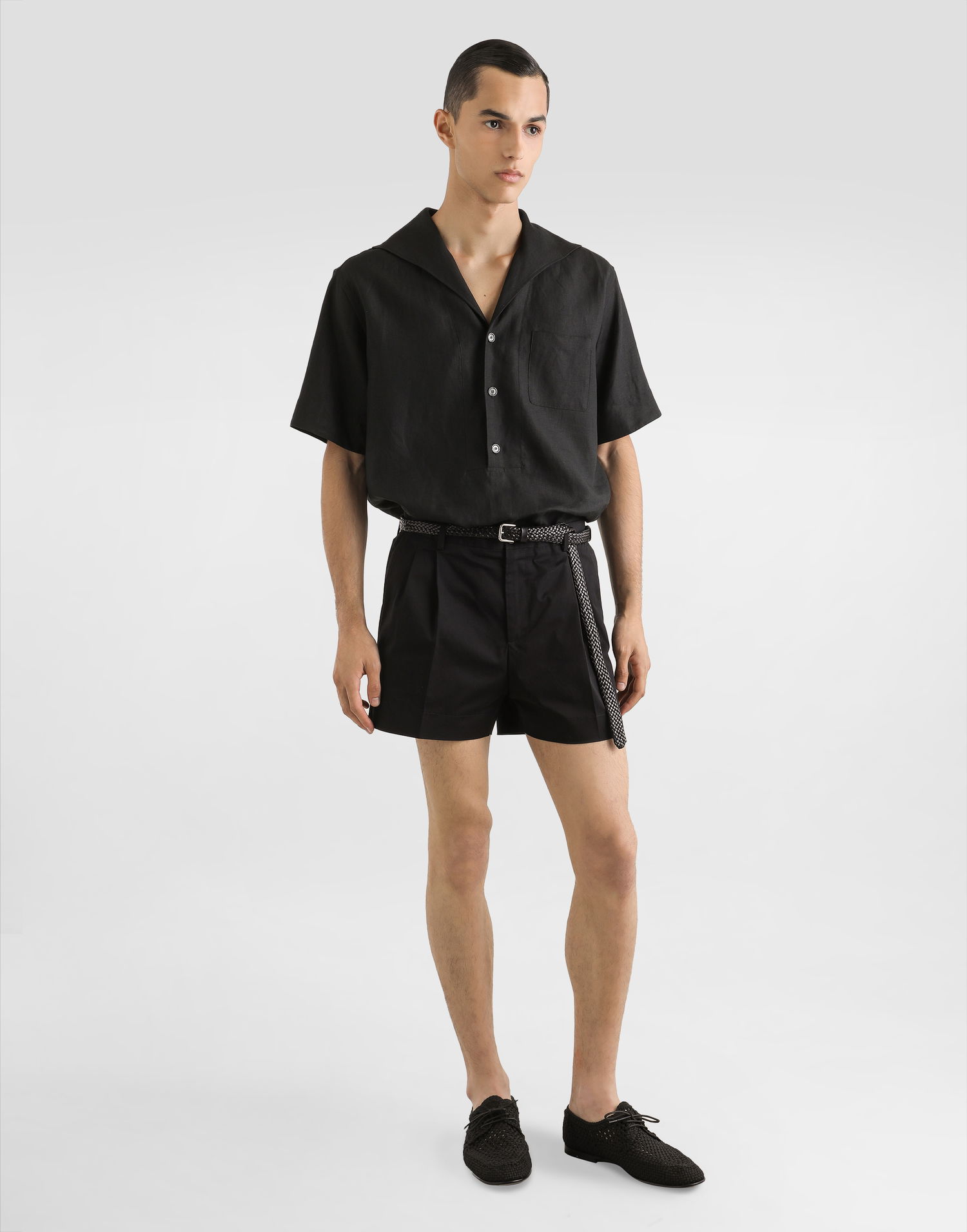 Paita Dolce & Gabbana Dolce & Gabbana Three-Button Linen Shirt Musta | G5NE3TFU4JBN0000, 1