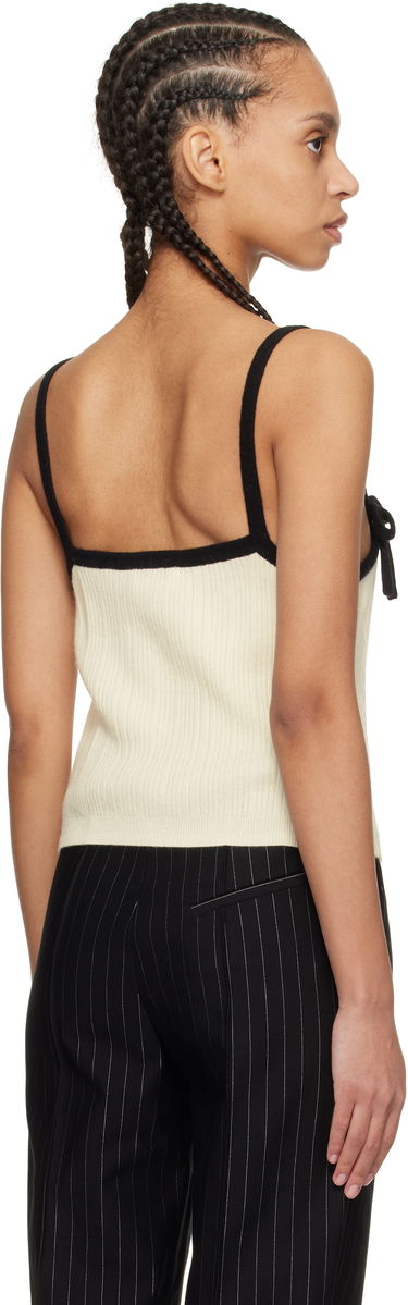 Tankkitoppi GANNI Off-White & Black Cashmere Mix Strap Tank Top Beige | K2416, 2