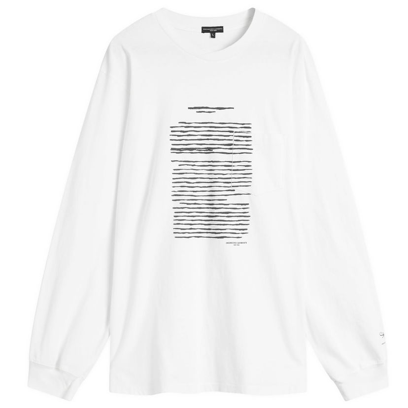 T-paita Engineered Garments Engineered Garments Printed Long Sleeve T-Shirt, Size Large Valkoinen | QT265-NP174