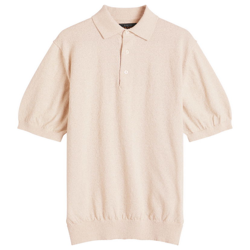 Poolopaita BEAMS Beams Plus Boucle Knit Polo Beige | 3802-0051-156-20
