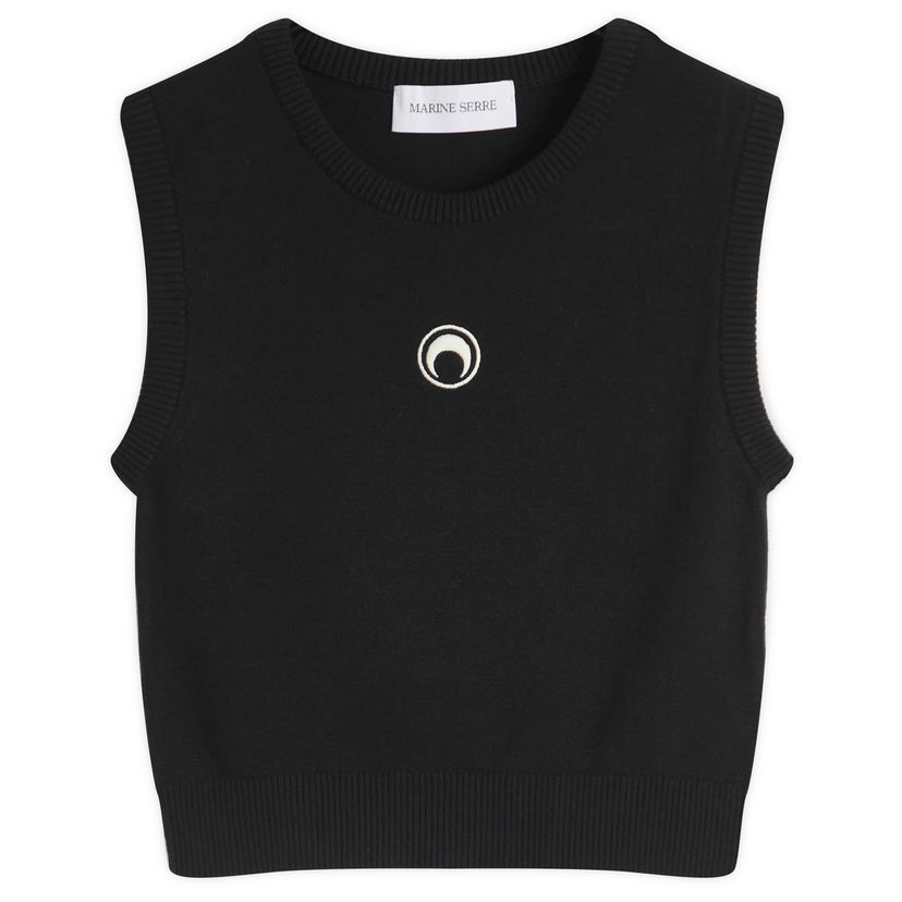 Villapaita Marine Serre Marine Serre Moon Logo Knit Vest, Size Large Musta | WTK043A-BK99