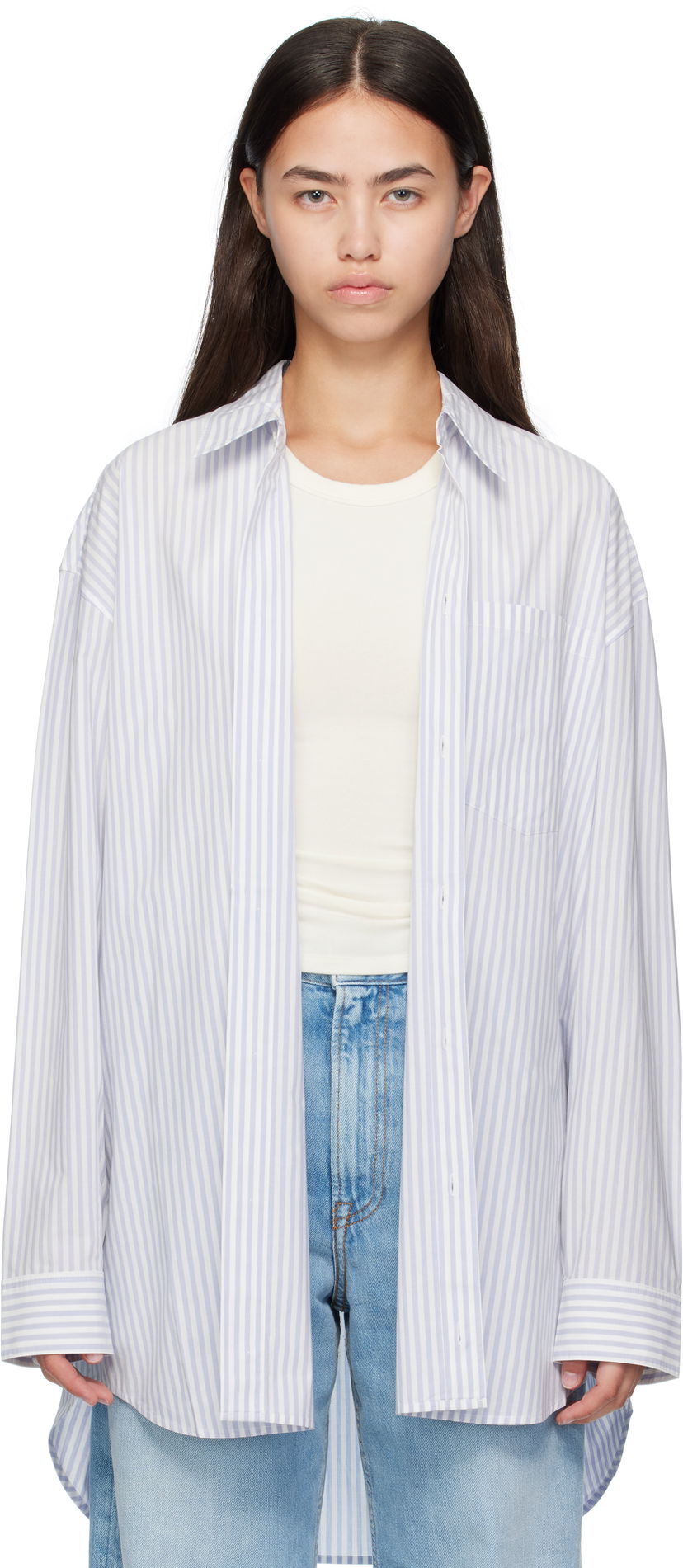 Paita Acne Studios Acne Studios Striped Oversized Button-Up Shirt Sininen | CB0117-