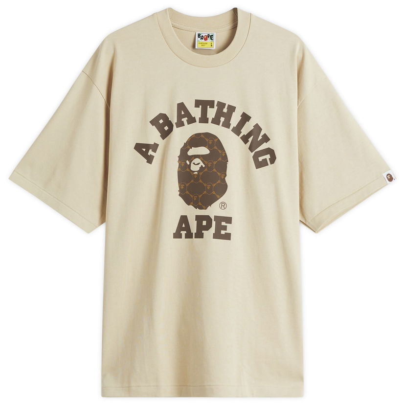 T-paita BAPE A Bathing Ape Collegeonogram Relaxed Fit T-Shirt, Size Large Beige | 001TEL301322M-BEI