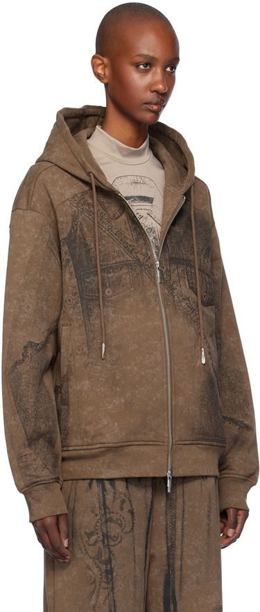 Huppari Feng Chen Wang Feng Chen Wang Deconstruction Print Zip Hoodie Ruskea | FUF18HD02, 4