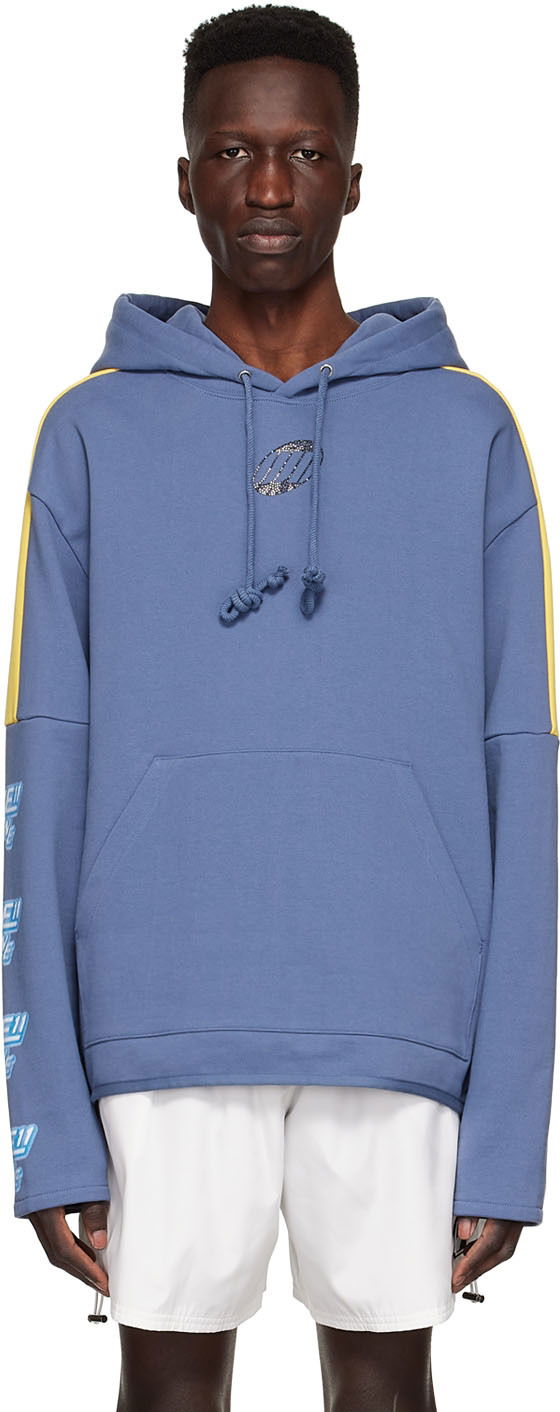 Huppari We11done Designer Logo-Appliquéd Hoodie Sininen | WD-TH1-22-556-U-NV