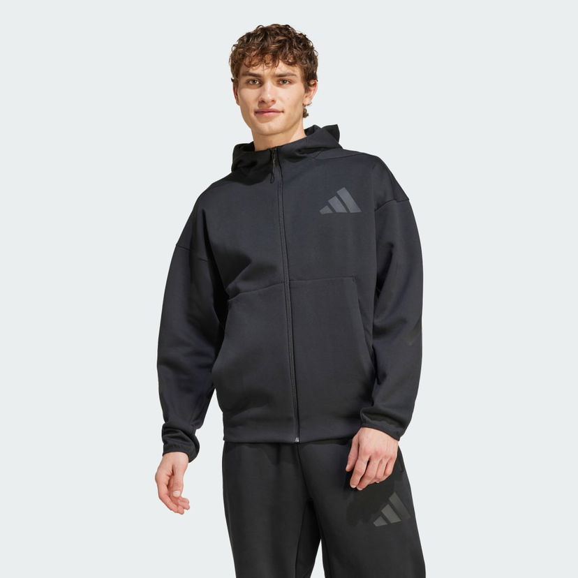 Huppari adidas Performance Z.N.E. Full-Zip Hooded Musta | JE7538