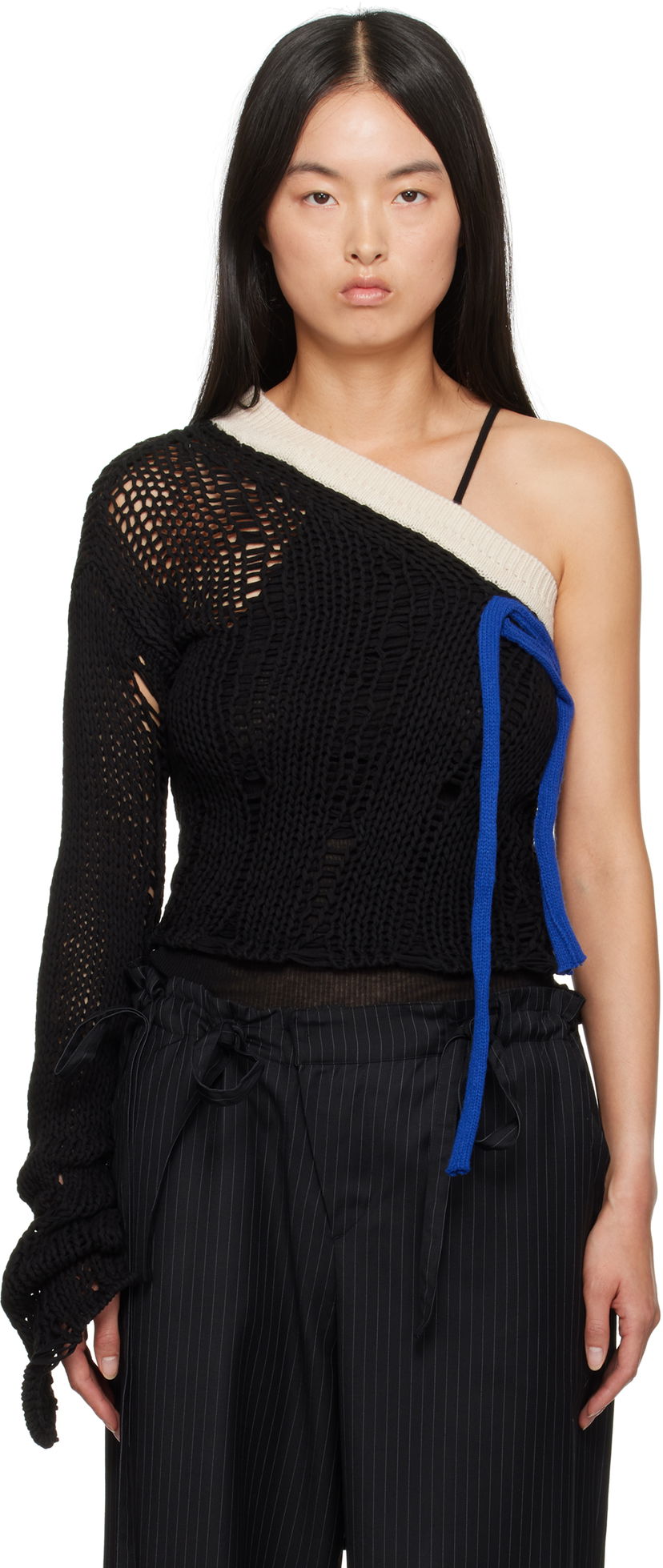 Villapaita Andersson Bell Andersson Bell Ottolinger Edition One-Shoulder Knit Sweater Musta | atb1215w