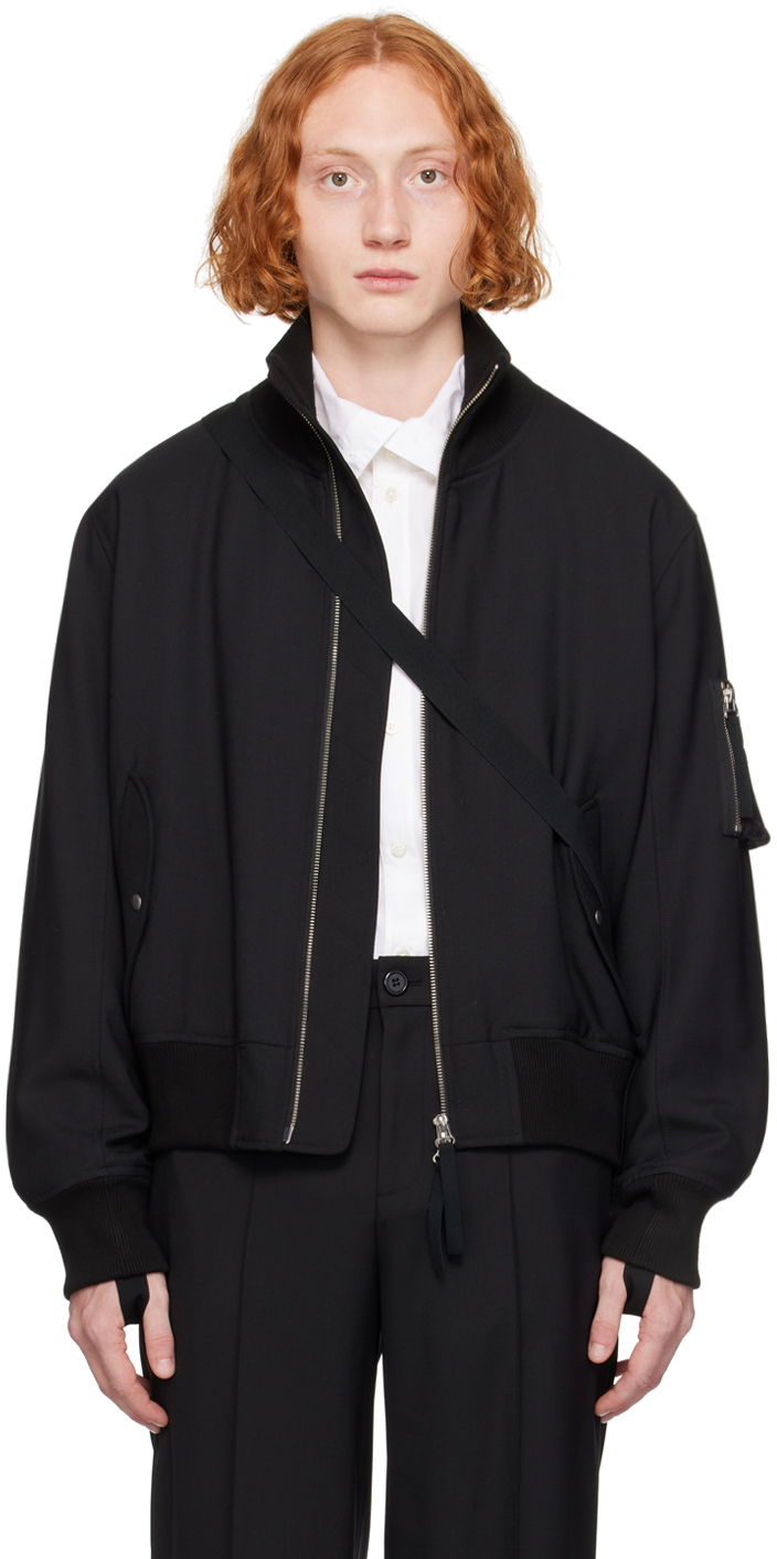 Bomber-takki Helmut Lang Seatbelt Bomber Jacket Musta | O02HM102