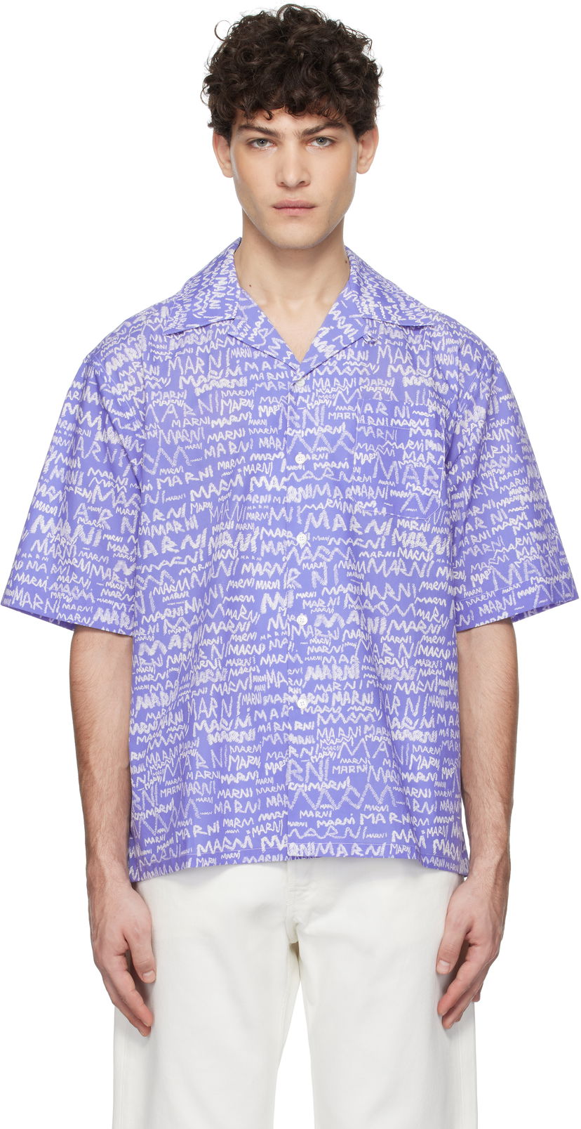 Paita Marni Marni Pencil Logo Short Sleeve Shirt Violetti | CUMU0213A5 UTC464