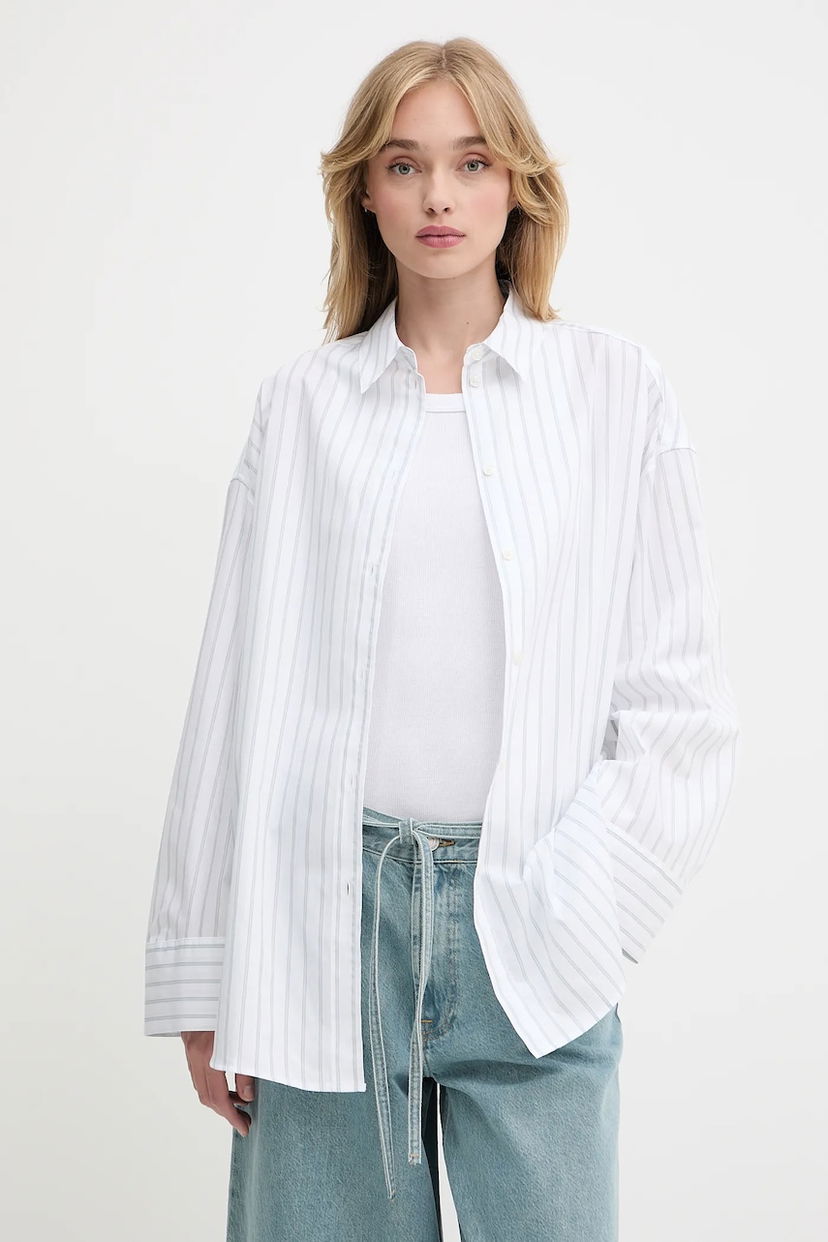 Paita Samsoe Samsoe Samsoe Samsoe SAMARIKA Relaxed Fit Striped Button-Down Shirt Valkoinen | F25200084