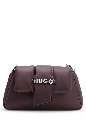 Olkalaukku BOSS HUGO Chain-Handle Shoulder Bag with Logo Closure Burgundia | 50547445