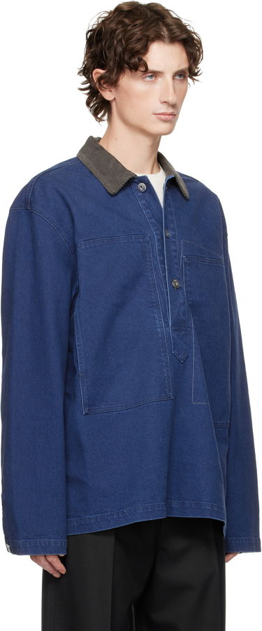 Poolopaita JW Anderson Denim Polo with Patch Pockets and Corduroy Collar Sininen | DS0014-PG1835, 1