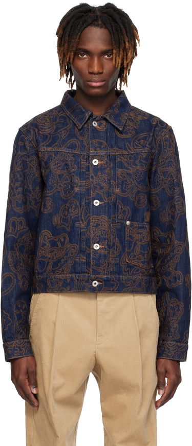 Takki KENZO Kenzo Paris VERDY Edition Embroidered Denim Trucker Jacket Sininen | FF55DV3096V1, 0
