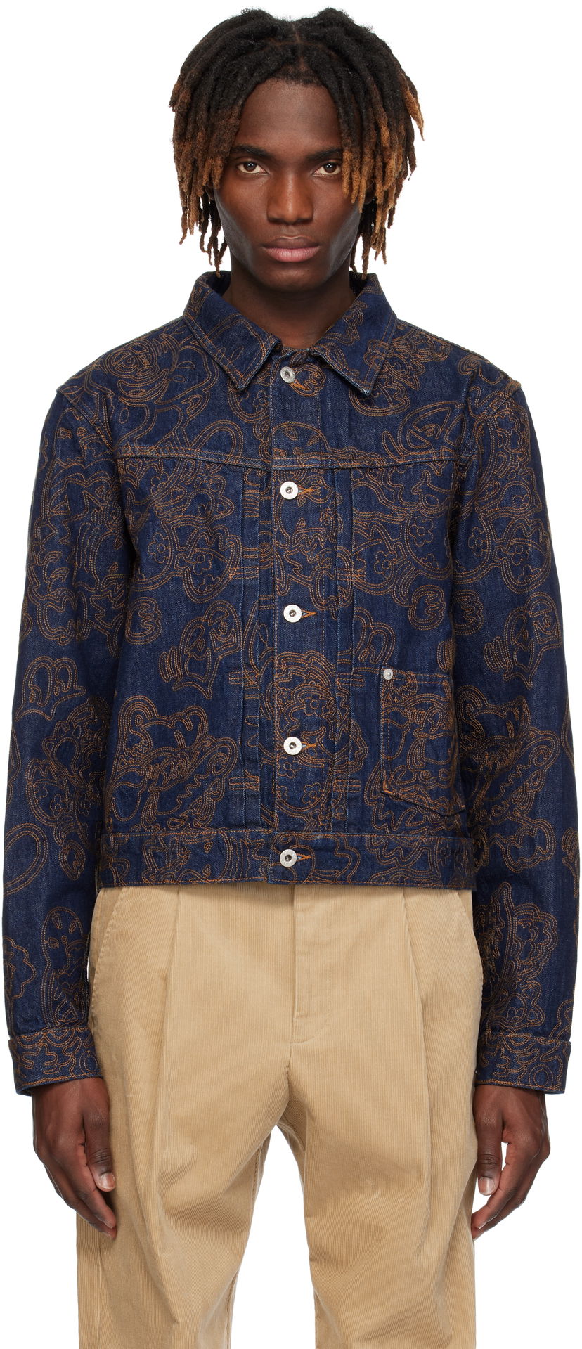 Takki KENZO Kenzo Paris VERDY Edition Embroidered Denim Trucker Jacket Sininen | FF55DV3096V1