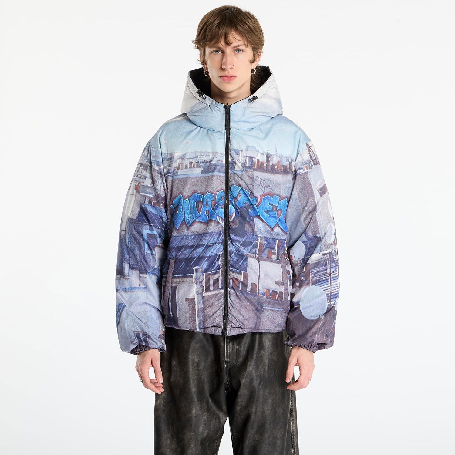 Puffer takki Wasted Paris Elevation Puffer Cityscape Graffiti Print L Monivärinen | WP_000318, 0