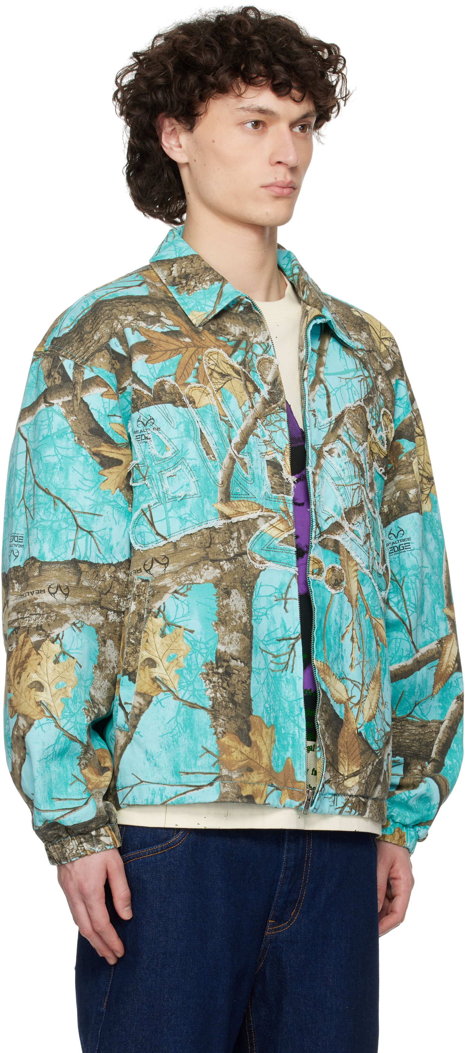 Tuulitakki Awake NY Awake NY Frayed Script Coach Jacket Turkoosi | AWK-SP25-OT004, 1