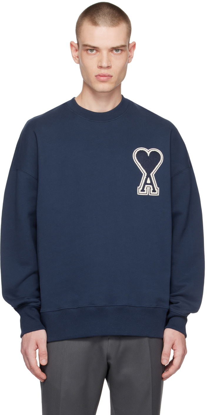 Huppari AMI SSENSE x Sweatshirt Tummansininen | SPUSW019.747.4003, 0