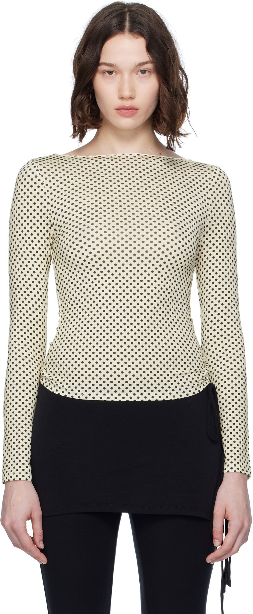 T-paita Miaou Miaou Amelia Polka Dot T-Shirt Keltainen | 7183TJBBNP