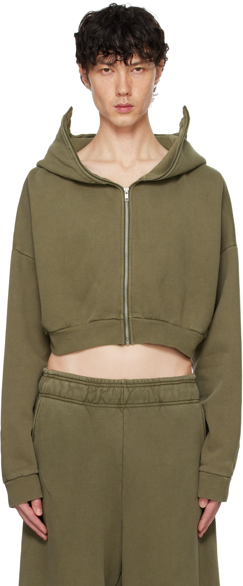 Huppari Entire Studios Entire Studios Cropped Full-Zip Hoodie Vihreä | ES2156MI