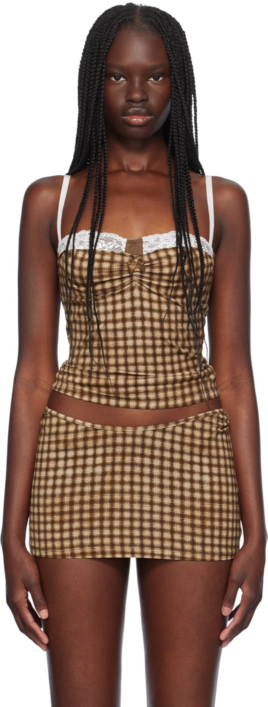 Tankkitoppi Miaou Miaou Enzo Gingham Tank Top Ruskea | 7092TJBPLD