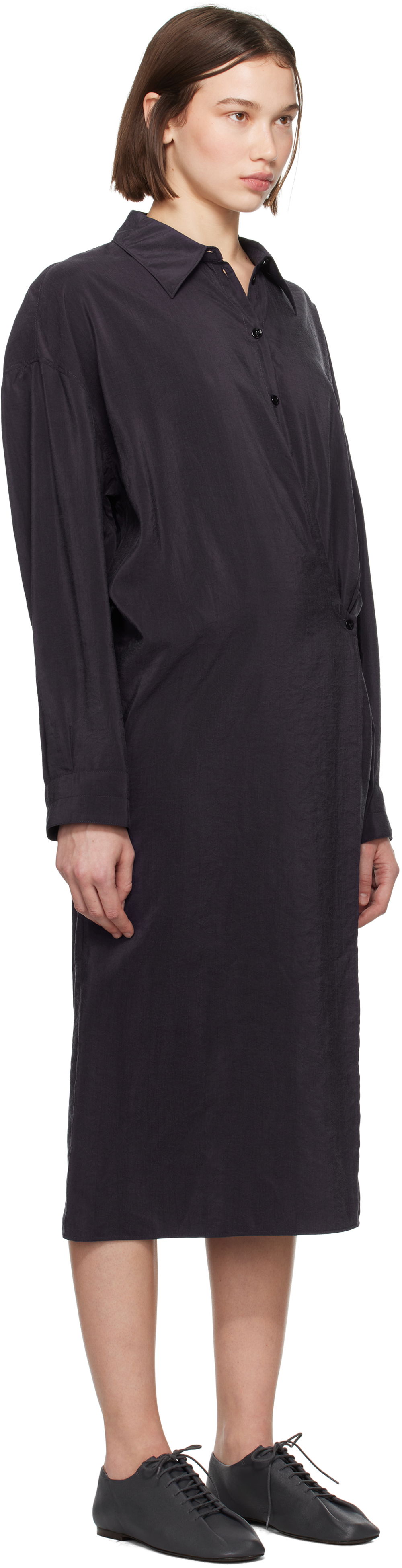 Mekko LEMAIRE Straight Collar Twisted Dress Musta | DR1092 LF1308, 1