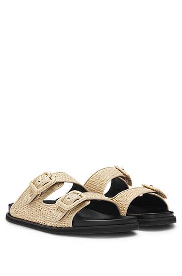 Asusteet BOSS Raffia Buckled Slides Beige | 50542333, 0