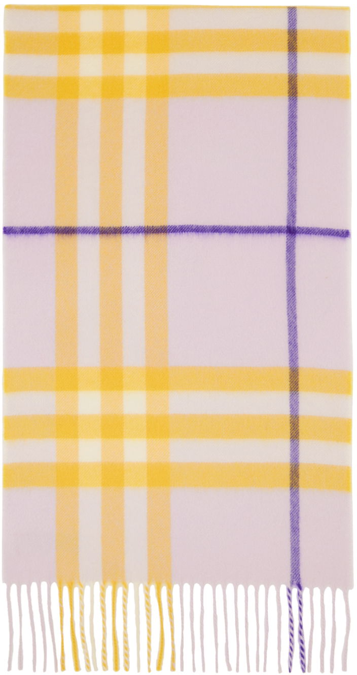 Huivi Burberry Check Cashmere Scarf Purple / Yellow Violetti | 8079556