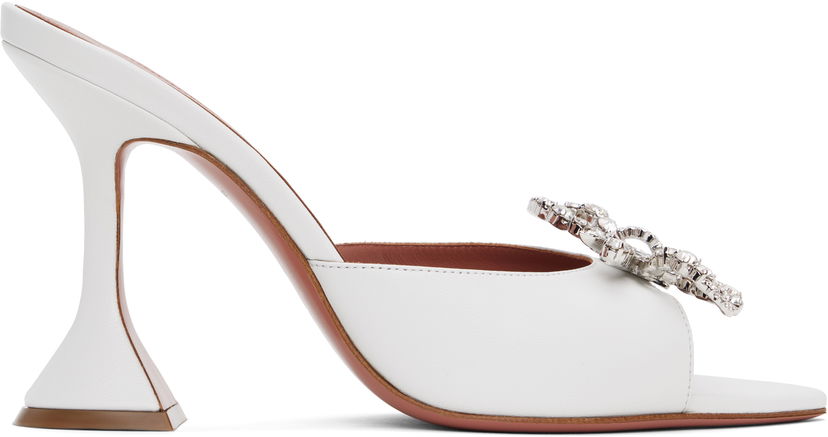 Asusteet Amina Muaddi Amina Muaddi Rosie Slipper Heeled Sandals Valkoinen | ROSIE SLIPPER NAPPA