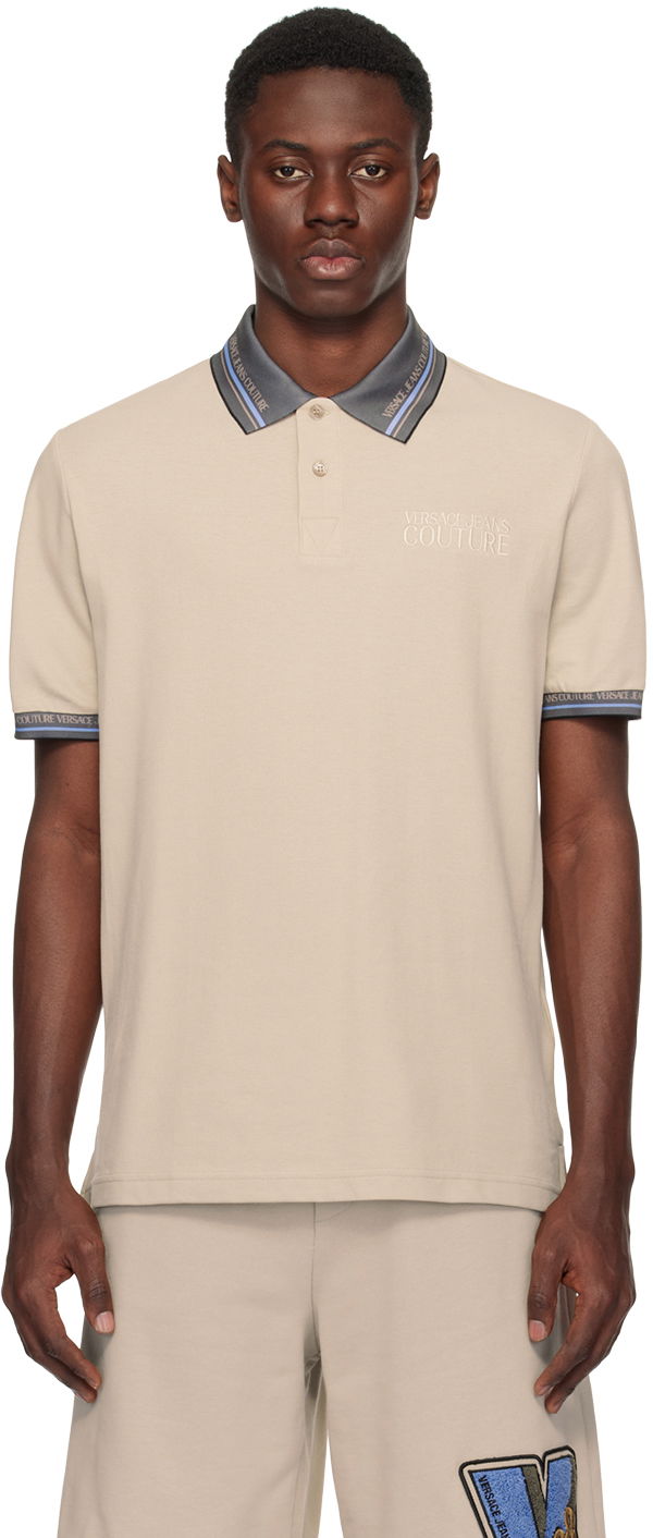 Poolopaita Versace Jeans Couture Beige Printed Polo Beige | E76GAGT09_ECJ01T