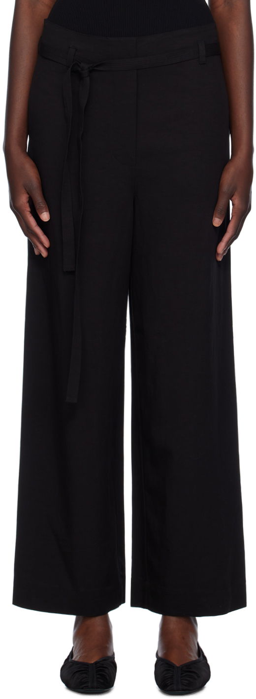 Housut TOTEME TOTEME Tie-Waist Fluid Trousers Musta | 243-WRB0201-FB0193