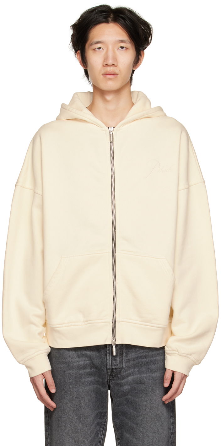 Huppari Rhude Rhude Embroidered Zip-Up Hoodie Beige | RHFW22HO09012611