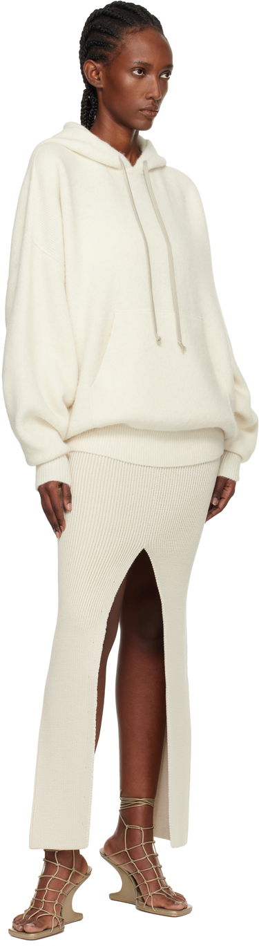 Hame Rick Owens Rick Owens Concordians Ribbed Knit Sliced Midi Skirt Valkoinen | RO02E4671 KWVH, 3