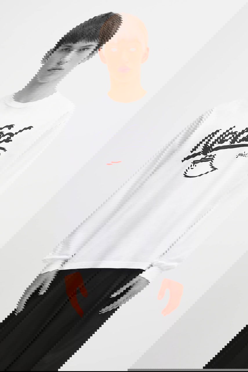 T-paita Neighborhood NH . TEE LS-9 Long-Sleeve T-Shirt with 'Noha Ghost' Print Valkoinen | 252PCNH.LT09, 0