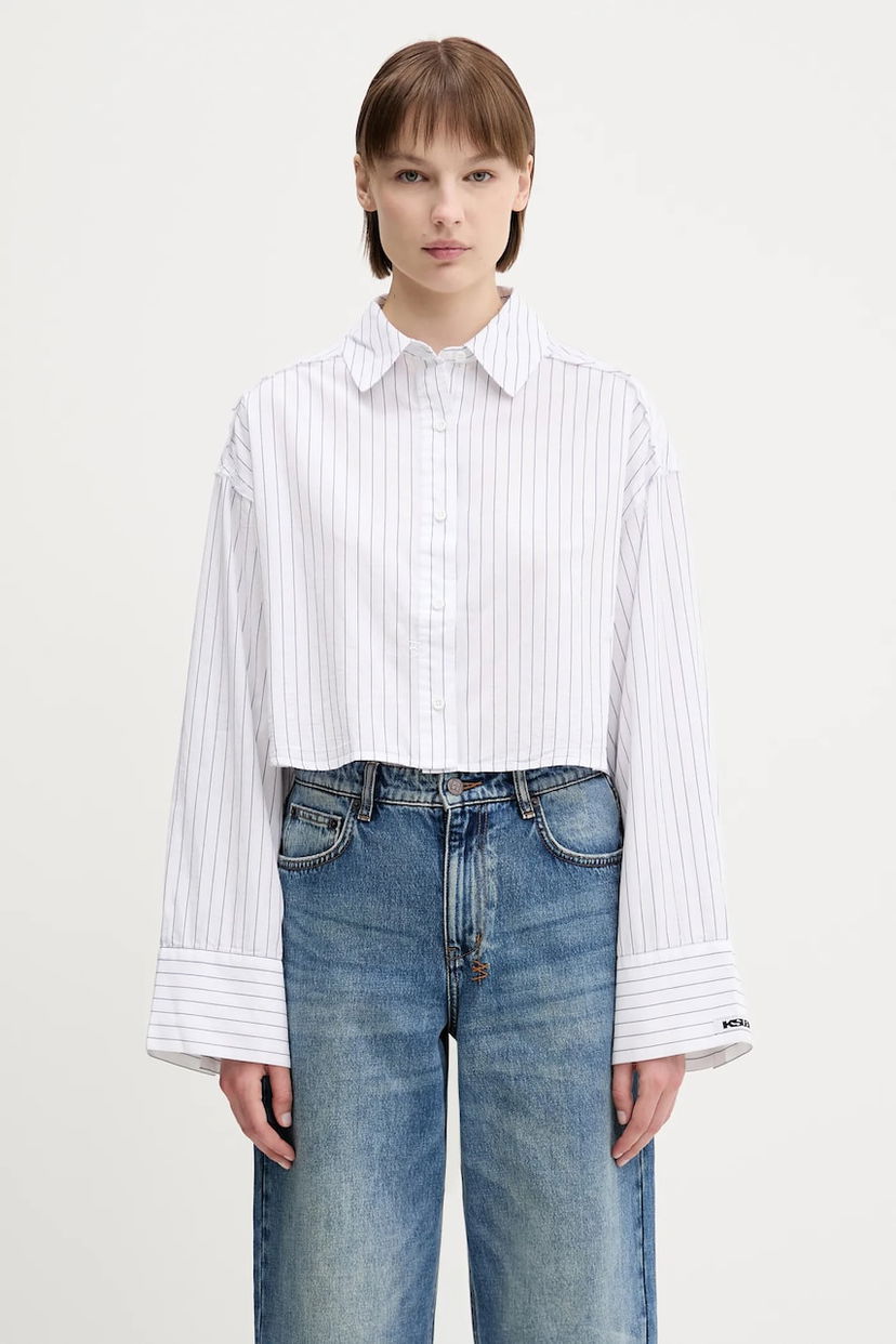 Paita Ksubi KSUBI Cropped Astra Relaxed Fit Shirt Valkoinen | WSP25SH004