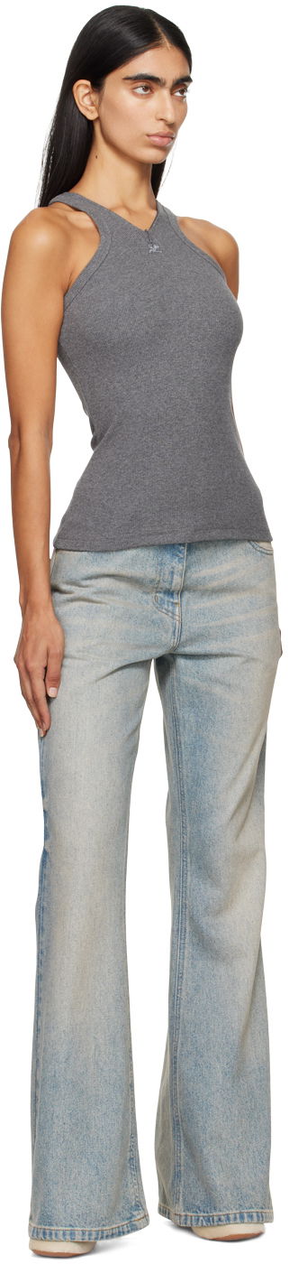 Tankkitoppi Courrèges Criss Cross 90s Style Tank Top Harmaa | 324JDE079JS0165, 3