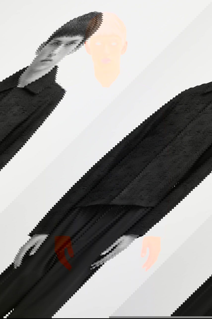 Takki ADER ERROR Textured Knit Collared Jacket Musta | BO01FWKT0706BK, 0