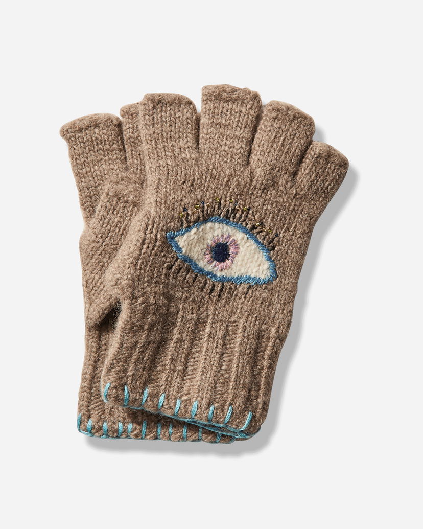 Käsineet KAPITAL Wool Folktale Fingerless Gloves with Embroidered Eye Monivärinen | K2411XG554 GRAYBEIGE