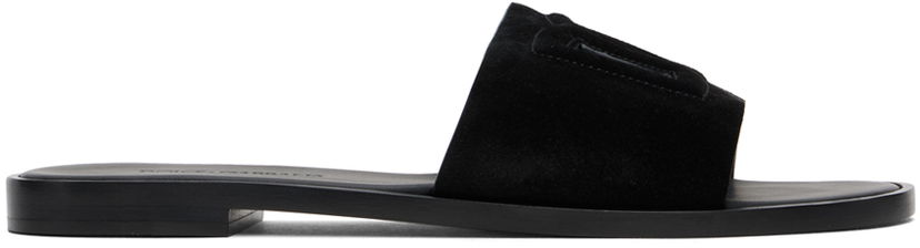 Asusteet Dolce & Gabbana Dolce&Gabbana DG Logo Cutout Suede Slides Musta | CQ0625 AS915