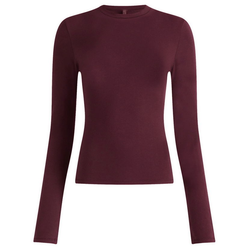 T-paita SKIMS Cotton Jersey Long Sleeve T-Shirt, Size Large Burgundia | AP-TSH-0647-CUR