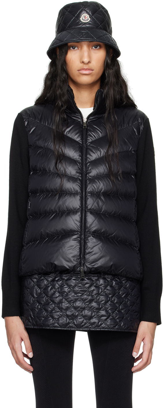 Villapaita Moncler Black Padded Wool Down Cardigan Musta | J20939B00024M1131