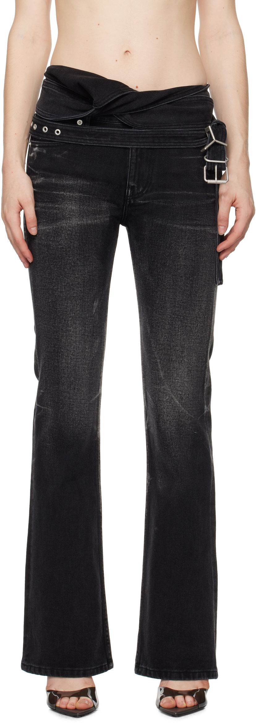 Jeans Y/PROJECT Wrap Belt Black Jeans Musta | 107PA006